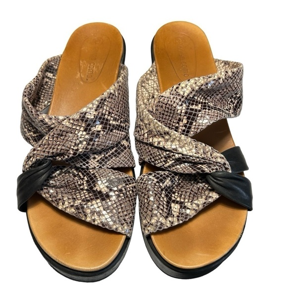 Coral Como Faux Snakeskin and Leather Wedge Sandals Sz 9 - Picture 3 of 14